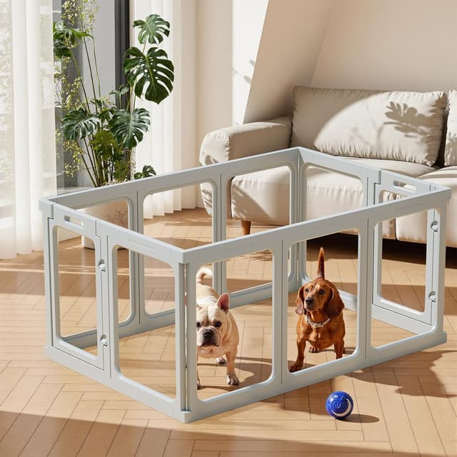 Detalle de Gardner Pet Acrylic Pet Playpen, Transparent Dog Pen Indoor with Door (61 cm H, 10 Panels)