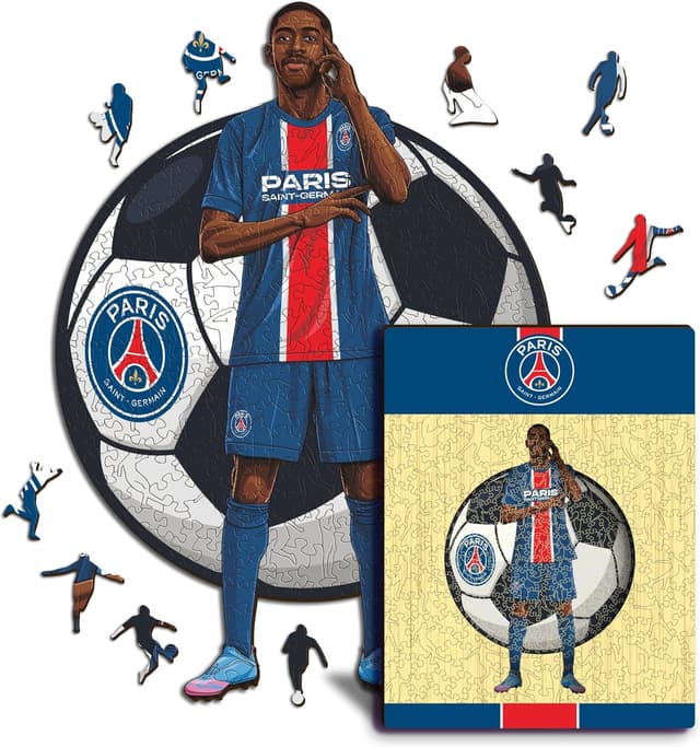 Detalle de Iconic Puzzles PSG Ousmane Dembélé, puzzle di legno 270 pezzi taglia M (licenza ufficiale) 100% sostenibile