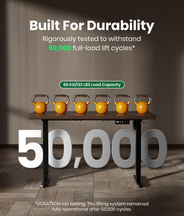 Detalle de VOSATRON elektrisch höhenverstellbares Tischgestell mit Memory-Steuerung, Antikollision und starken Motoren (schwarz)