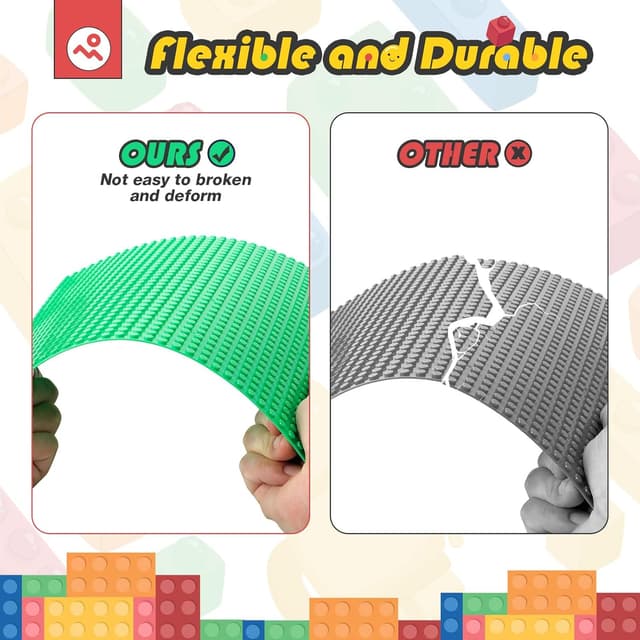 Detalle de HUIZDQ 8 Pack Classic Baseplates 10" x 10" multicoloured ๐