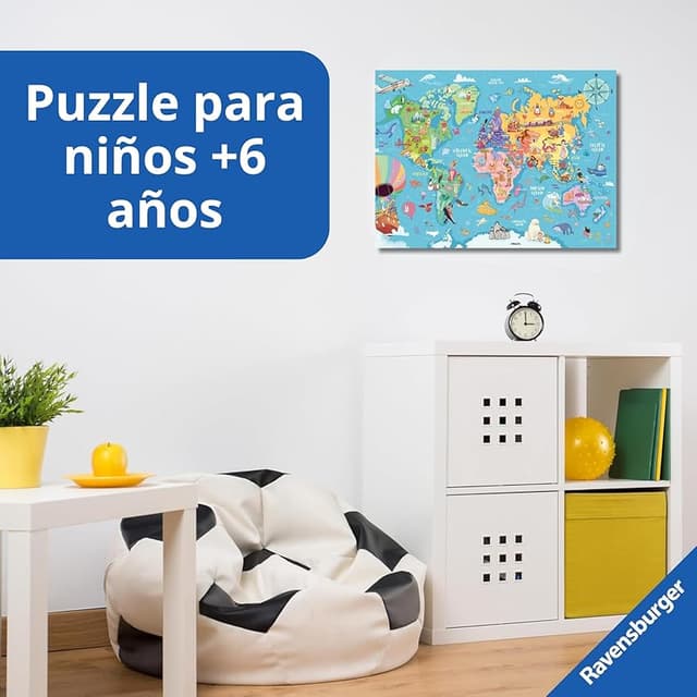 Detalle 1 de Ravensburger Puzzles XXL Mapamundi — puzzle 100 piezas 36 x 49 cm