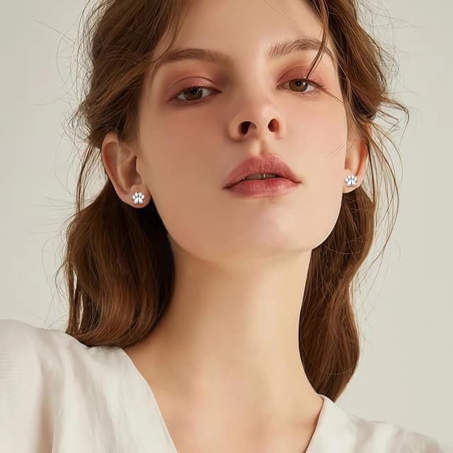 Detalle 2 de Cangall Ohrstecker Silber 925 Klein mit Zirkonia – Blumen/Paw/Unendlichkeit/Kreuz