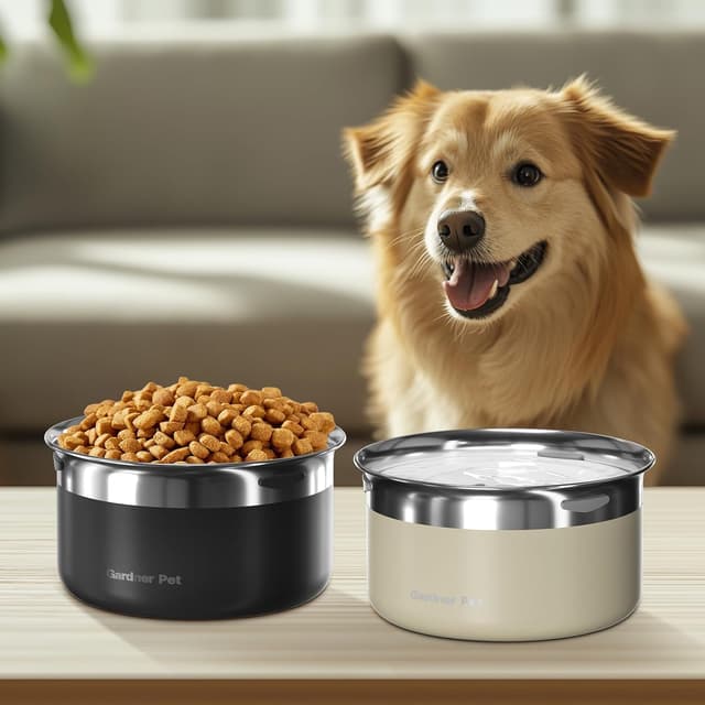 Detalle de Gardner Pet Wassernapf für große Hunde (ohne Sabbern), 3,85 l Edelstahl, auslaufsicher – schwarz