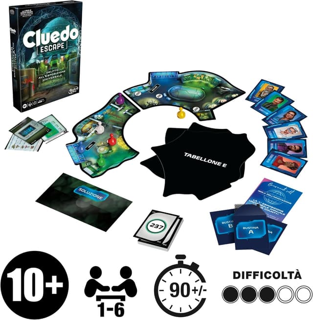Detalle 2 de Hasbro Gaming Cluedo Escape – Delitto all’Esposizione Universale (gioco da tavolo in stile escape room, 1-6 giocatori)