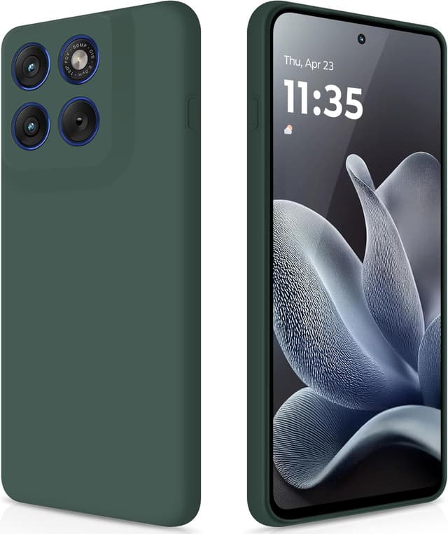 Detalle de GiiYoon Liquid-Silicone Handyhülle für Motorola Edge 70 (grün) – Rundumschutz mit weichem Mikrofaserfutter