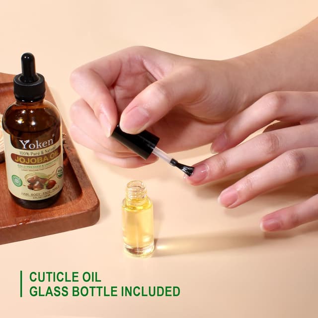 Detalle de Yoken 4oz Jojoba Oil (EWG Verified) — 100% Pure Cold-Pressed Jojoba Oil for Face, Hair, Nails & Skin