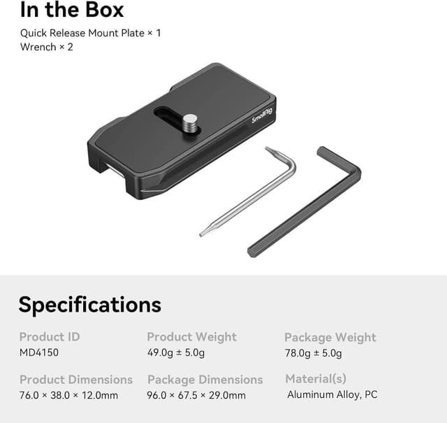 Thumbnail 6 de SMALLRIG Schnellwechselplatte für AirTag (MD4150) – Arca-Typ Montageplatte mit 1/4“-20 und EVA-Antivibrationspad