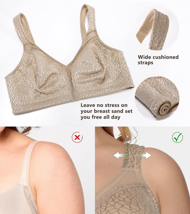 Detalle 2 de DotVol Damen Komfort Vollschalen Minimizer BH ohne Bügel in großen Größen