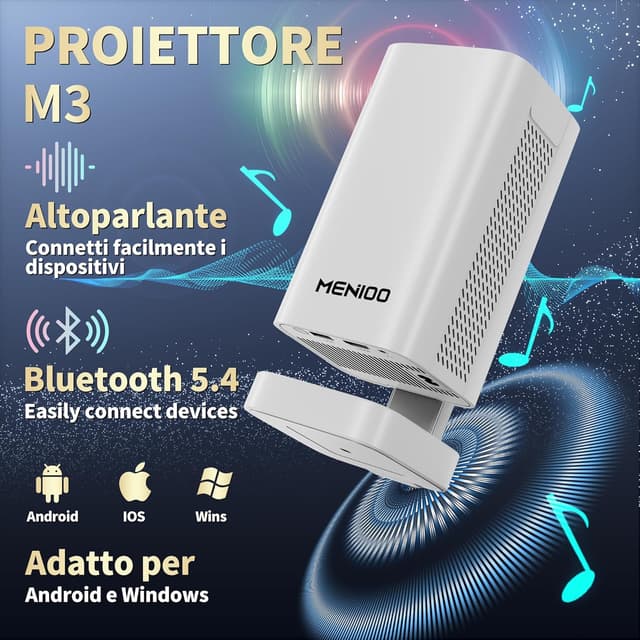 Detalle de MENIOO Mini Projector 4K con WiFi 6, Bluetooth 5.4 e Auto Focus