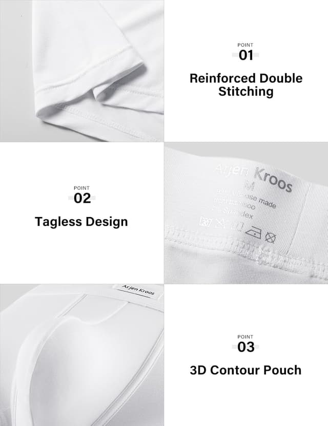 Detalle de Arjen Kroos Bambus-Boxershorts für Herren im 3er-Pack (weiche, atmungsaktive Unterwäsche)