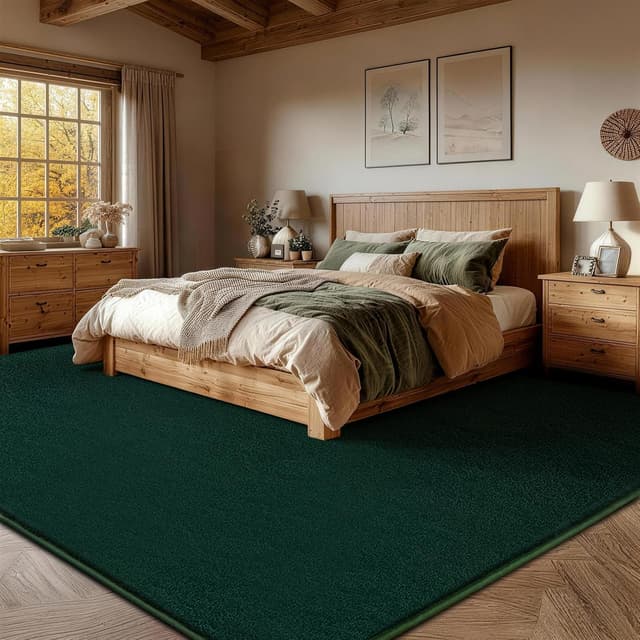 Thumbnail 6 de XSIVOD Soft Area Rug 200x300 cm in Dark Green (washable, non-slip shaggy carpet)