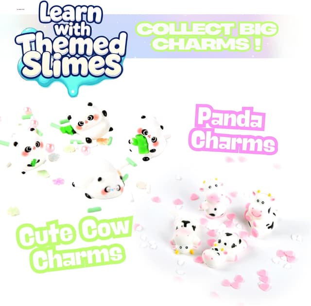 Detalle 2 de ToysButty 2er Set Fluffy Slime „Water Slime“ mit Erdbeerkuh-Thema – duftender, nicht klebriger Schleim für Kinder