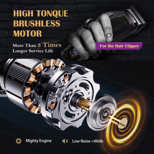 Detalle 2 de SUPRENT PRO Haarschneidemaschine Profi – kabellos, bürstenloser Motor & abnehmbarer DLC-Klingenaufsatz