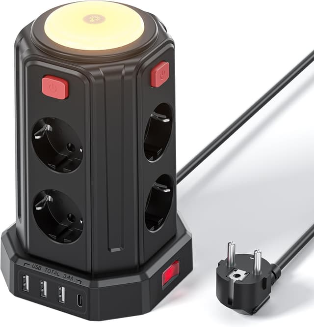 Detalle de Steckdosenleiste mit 4 USB und Licht, 16A