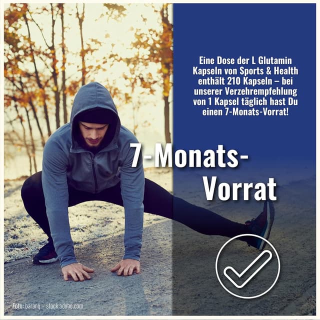 Detalle de L-Glutamin Kapseln (210 Kapseln) mit 750 mg pro Tagesdosis – vegan