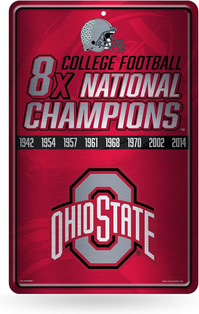 Detalle de Rico Industries NCAA Ohio State Buckeyes 11" x 17" Metal Home Décor Sign