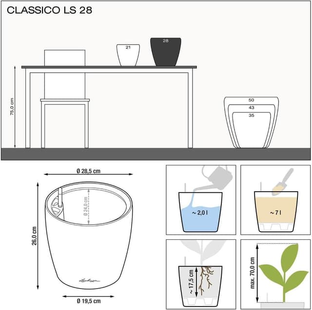 Thumbnail 6 de LECHUZA CLASSICO Premium LS 28 bianco lucido