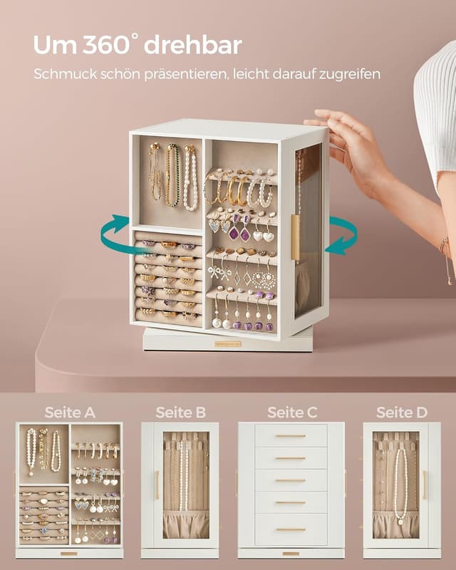 Detalle 1 de SONGMICS GISELLA Schmuckkästchen 360° Drehbar