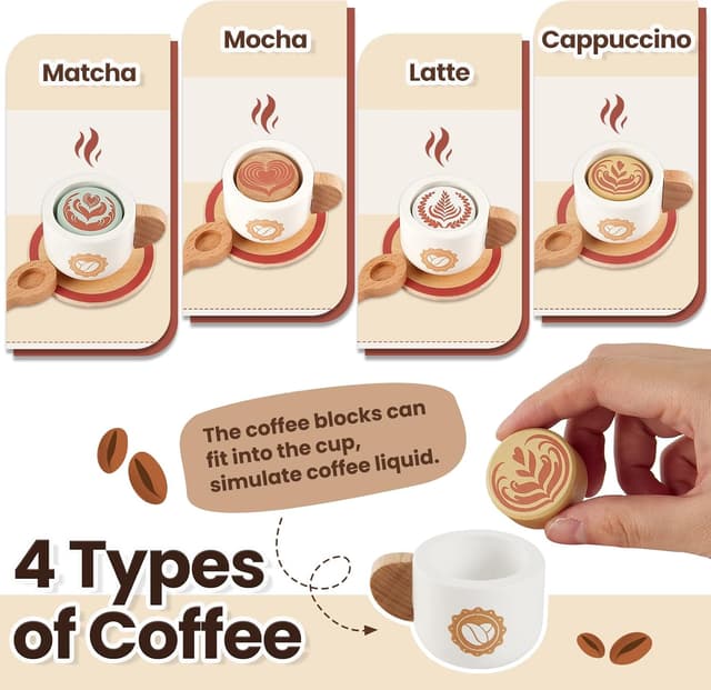 Thumbnail 4 de BUYGER Kids Wooden Coffee Machine Toy