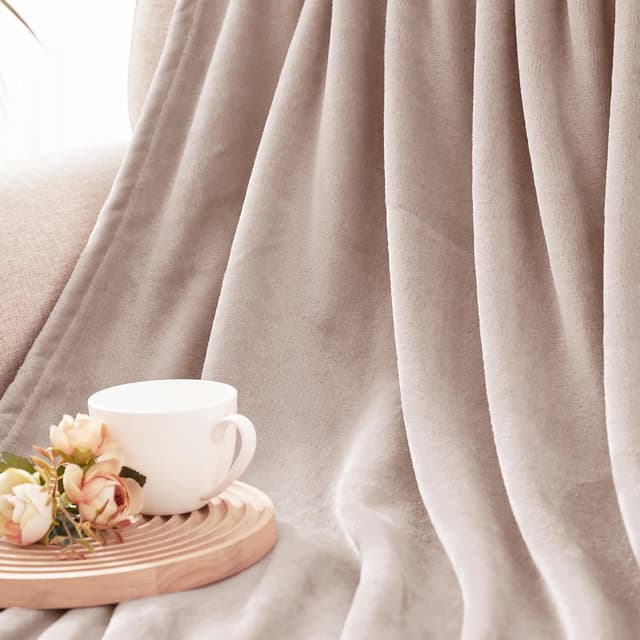 Thumbnail 6 de Exclusivo Mezcla plaid couverture polaire en mélange, pour canapé ou lit, toutes saisons, camel 230x270 cm