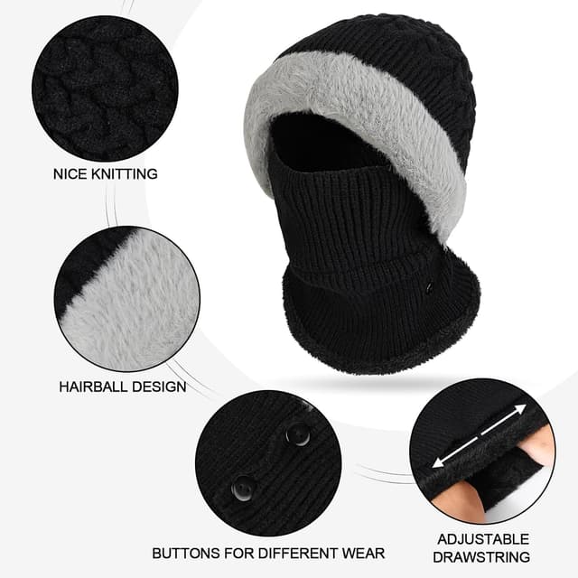 Thumbnail 2 de AYPOW Winter Knitted Hat Scarf 56-60 cm 🧣