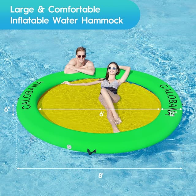 Detalle de CALOBANA 8ft Inflatable Round Water Hammock Floating Ring Dock Platform for Adults