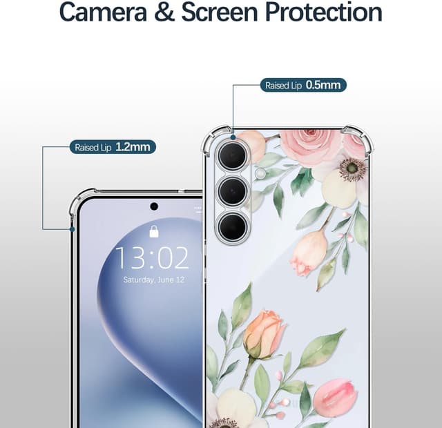 Detalle 2 de ChoosEU transparente Hülle für Samsung Galaxy A35 5G mit Blumenmuster – dünnes TPU/ Silikon-Case in Rose