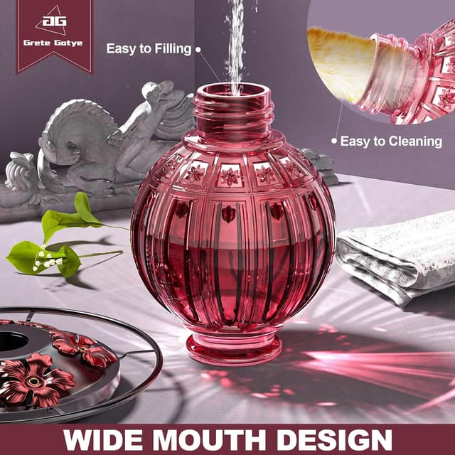 Detalle de Glass Hummingbird Feeder 26 oz Red Nectar