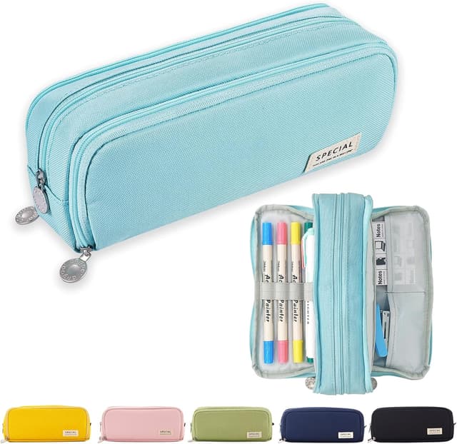 Detalle de X SIM FITNESSX Federmäppchen mit 3 Fächern – großes Pencil-Case für Schule & Büro