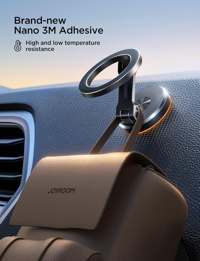 Detalle de JOYROOM Fits MagSafe Car Mount with 20xN55 magnets, all-metal foldable magnetic phone holder