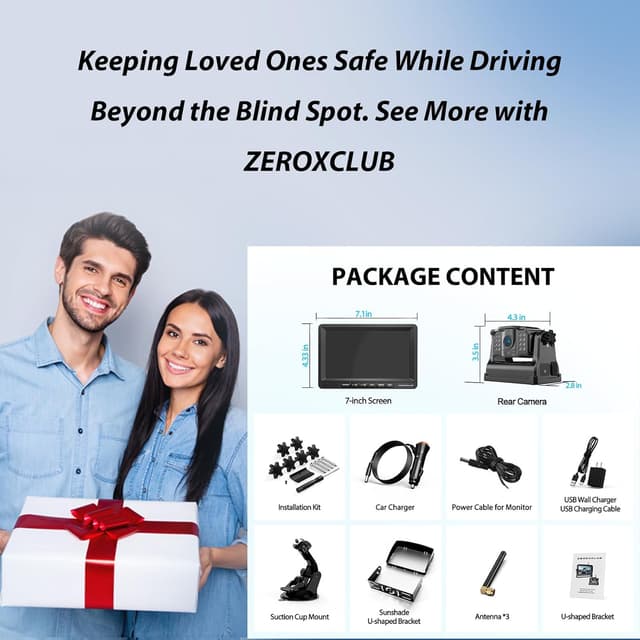 Thumbnail 6 de ZEROXCLUB Magnetische Rückfahrkamera kabellos (7 Zoll, 1080P, 9600 mAh) mit IP69K-Monitor