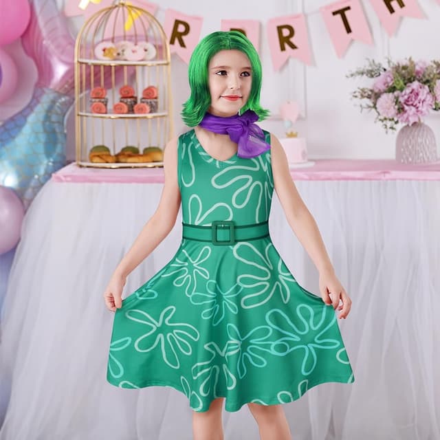 Detalle de DiULi déguisement enfant fille complet avec perruque (robe sans manches) pour Halloween, carnaval et fêtes