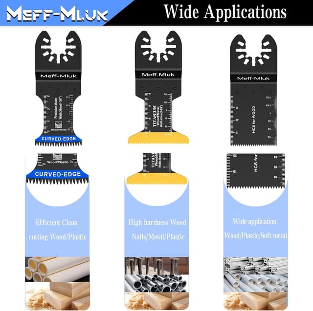 Detalle de 55PCS Titanium Multi Tool Blades – Universal oscillating multitool blades for wood, plastic & metal