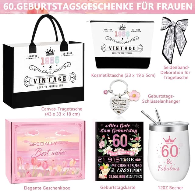 Detalle de 60. Geburtstag Set Frau mit 43 x 33 cm