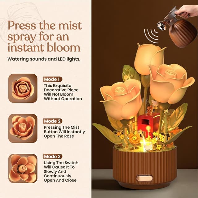 Thumbnail 3 de Bakuva Rose Flower Blocks Set with LED Light