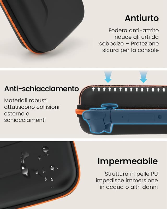 Detalle 2 de Custodia rigida da viaggio per Nintendo Switch 2 con alloggiamento alimentatore e 12 slot giochi (nero)