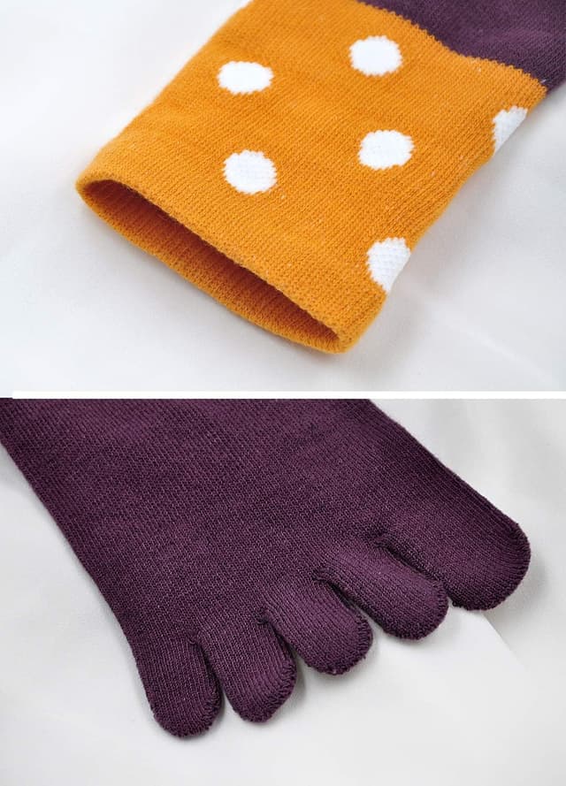 Detalle 2 de PUTUO Donna Calzini a 5 Dita con dita separate in cotone (4/5 paia), calze morbide traspiranti e antibatteriche