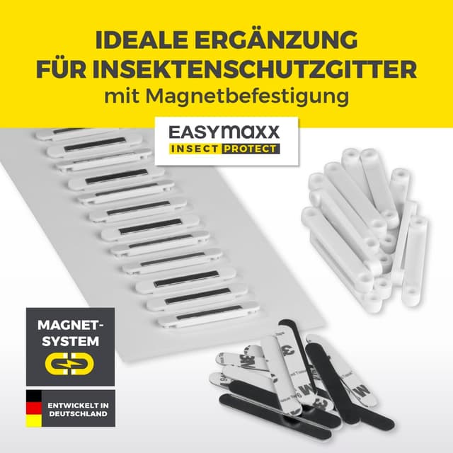 Detalle de EASYmaxx Insect Protect Magnetplättchen zum Kleben (12 Stück) für Fliegengitter am Fenster