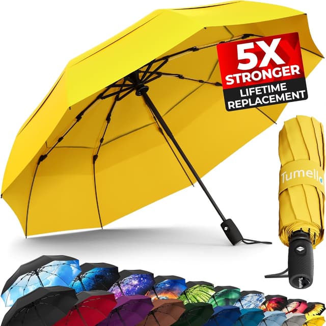 Detalle de TUMELLA windproof travel umbrella 11 x 2.75 in