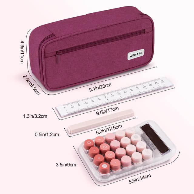 Detalle 1 de WEMATE Federmäppchen 80 Stifte, lila rot