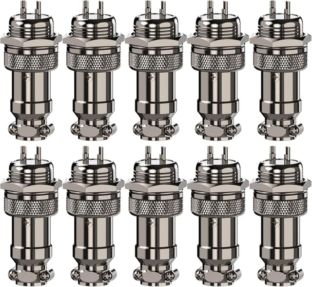 Detalle de CLDIY GX16 2‑poliger Metallrundstecker 10 Stück 🔌