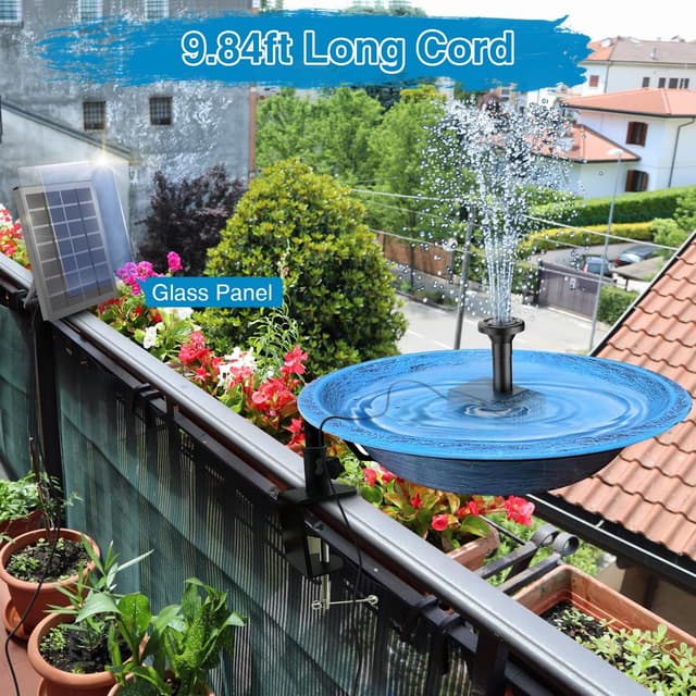 Detalle de Yzert Solar Springbrunnen 1,8W (Glas) 2026 Teichpumpe mit 8 Effekten und 3 m Kabel – schwimmende Fontäne für Garten & Vogelbad