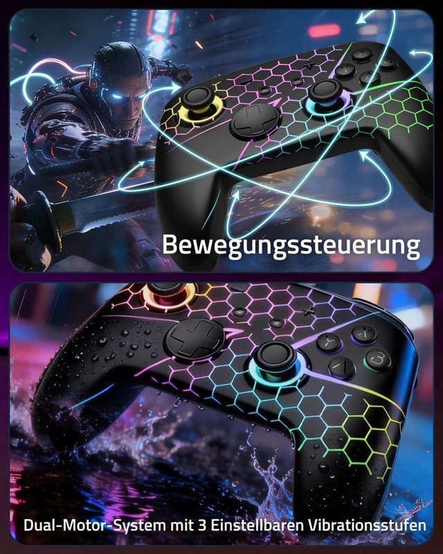 Thumbnail 6 de FUNLAB Switch 2 Pro Controller für Switch2/OLED – kabelloses Hall-Effekt Gamepad mit 7 RGB-Farben