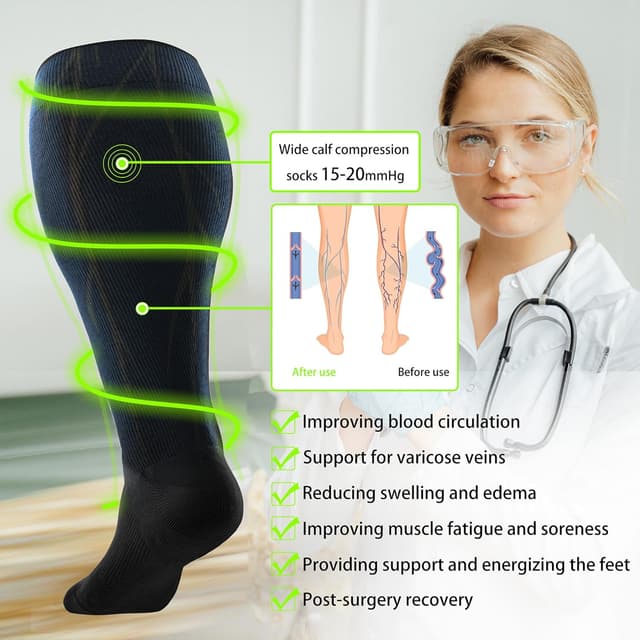 Thumbnail 5 de LEVSOX Wide Calf Compression Socks 15-20mmHg