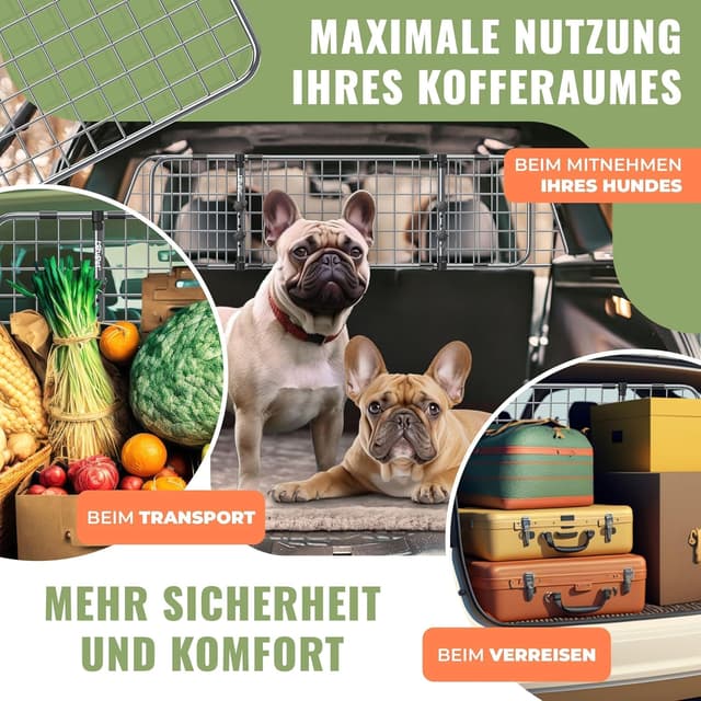 Detalle de LOVPET Hundegitter Auto (Autoschutzgitter/Trenngitter) verstellbar 30 x 91–153 cm inkl. 2 Sicherheitsgurte, Anthrazit