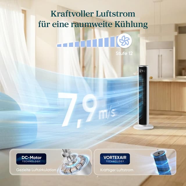 Detalle de LEVOIT Turmventilator mit 92 cm Höhe