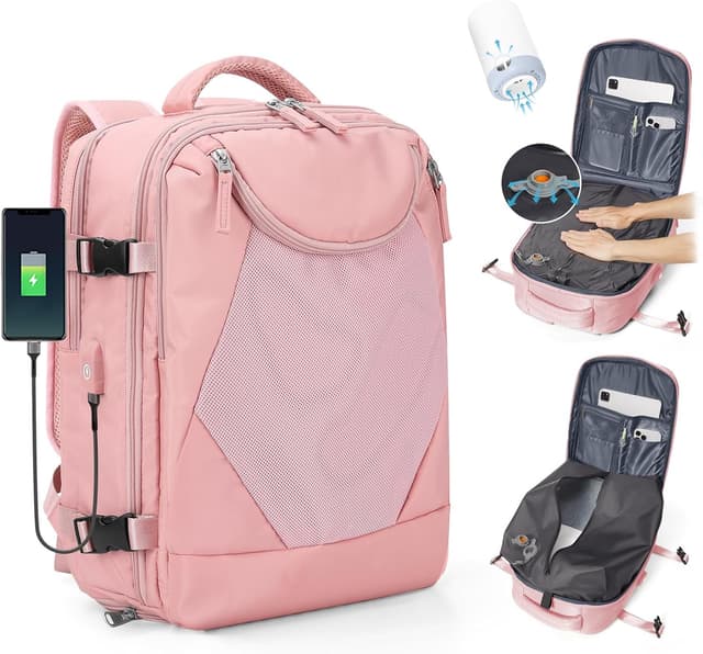 Detalle de SZLX Vacuum Backpack Travel Bag with Pump (cabin-size underseat with vacuum compression)