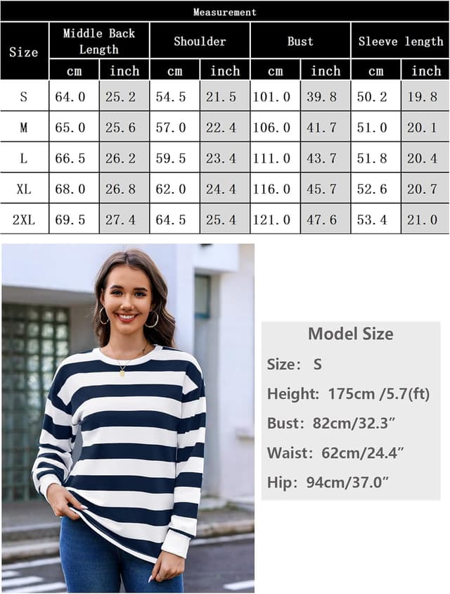 Thumbnail 5 de Aottori Sudadera Mujer Rayas Oversize Algodón