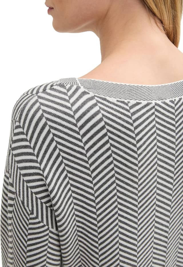 Detalle de TOM TAILOR Pullover donna con motivo a spiga e righe al fondo