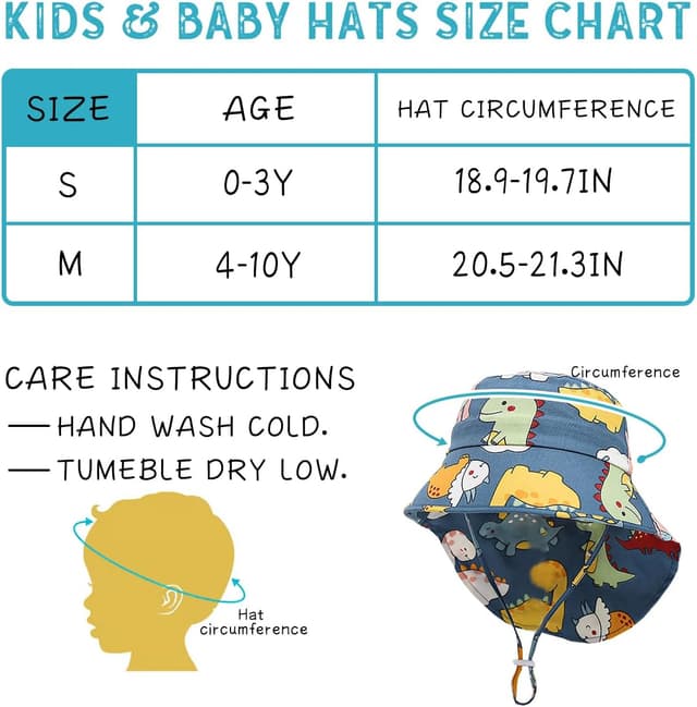 Detalle 2 de Kinder-Sonnenhut mit Nackenklappe aus Baumwolle (80% Baumwolle/20% Polyester) von XYIYI – mit verstellbarer Kopfweite